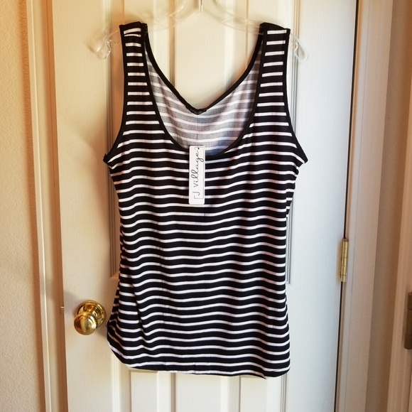 NWT J VILLAGE BLACK & WHITE TANK TOP - Picture 1 of 5